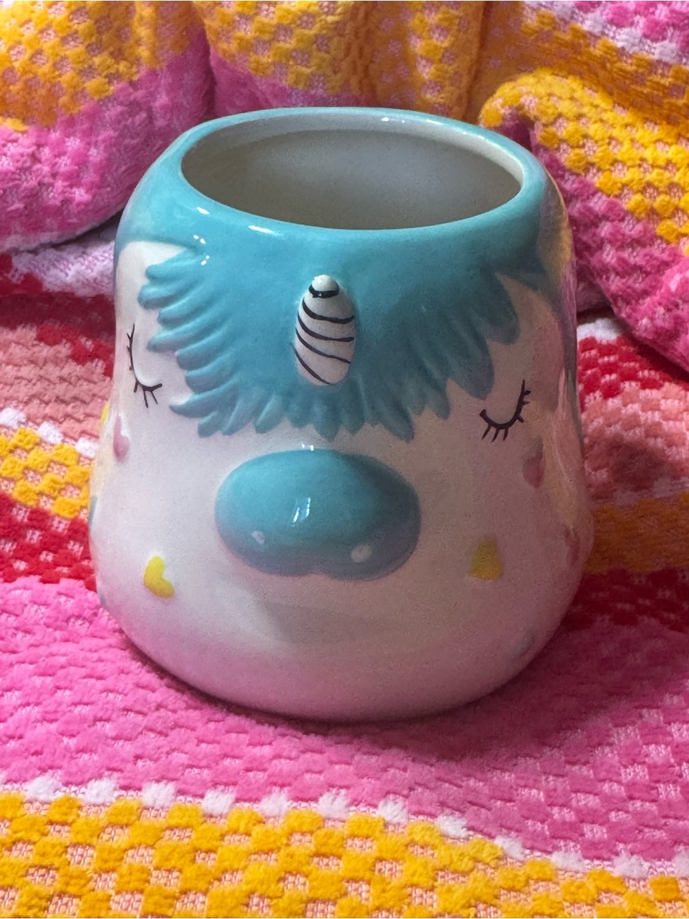 Ceramic Unicorn Planter in Blue & Pink - Cute Nursery Accent